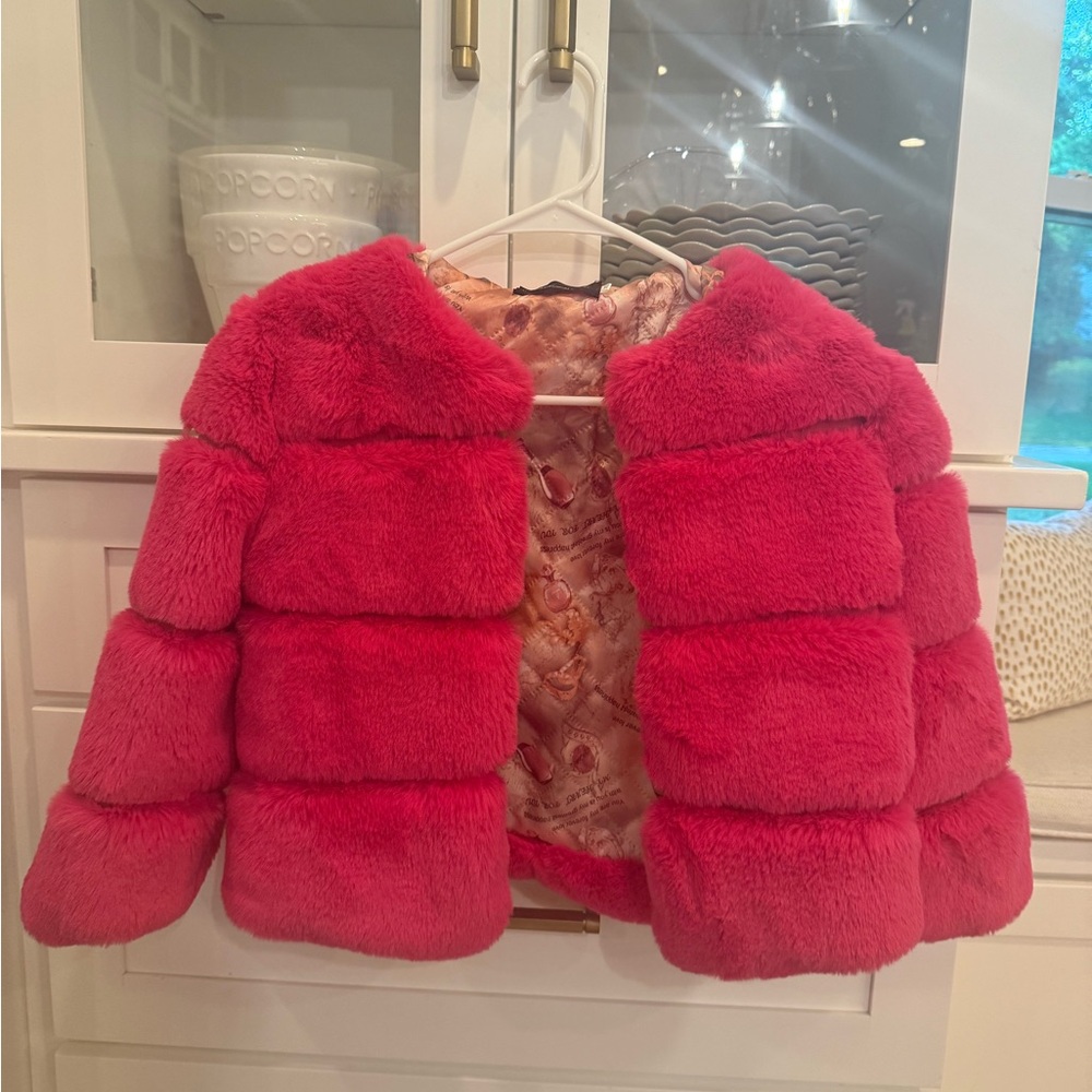 Plush Pink Faux Fur Jacket - Never worn